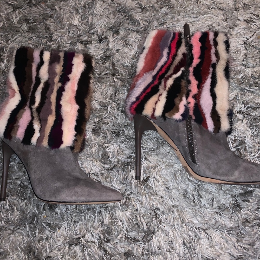 fur multicolor booties